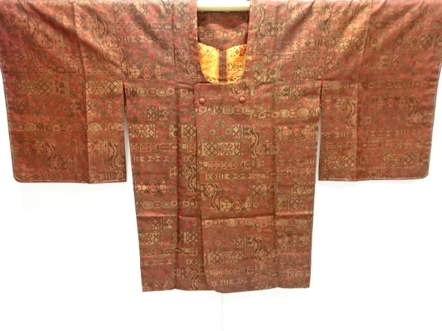 未使用品　花更紗模様織り出し道行コート